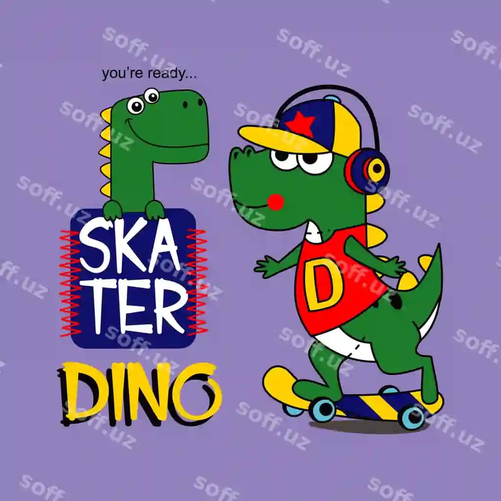Dinozavr skater dizayni multfilmi vektor illyustratsiyasi | Dino skater design cartoon vector illustration