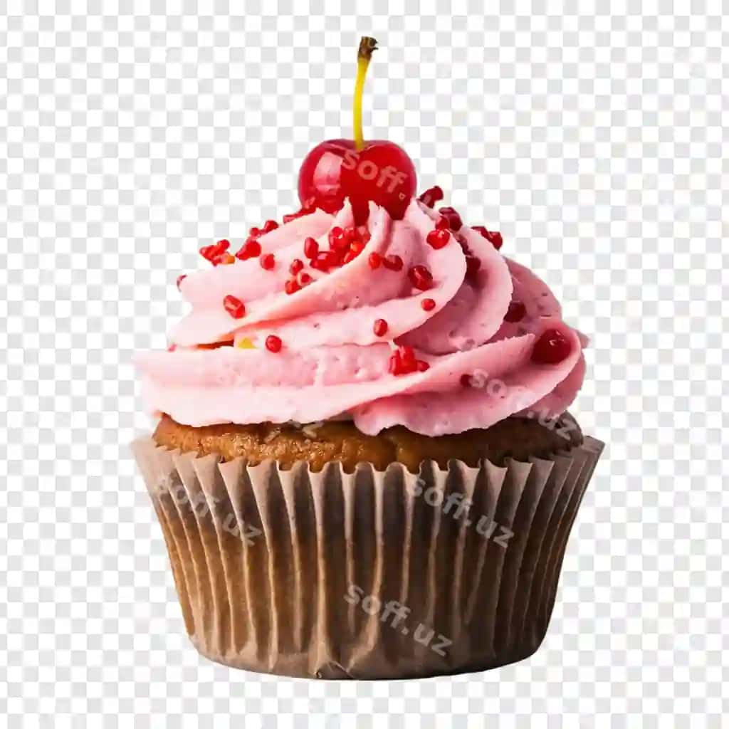 Binafsha glazurla chereshnyani qo'shilgan kupkake | Cupcake with pink icing cherry it