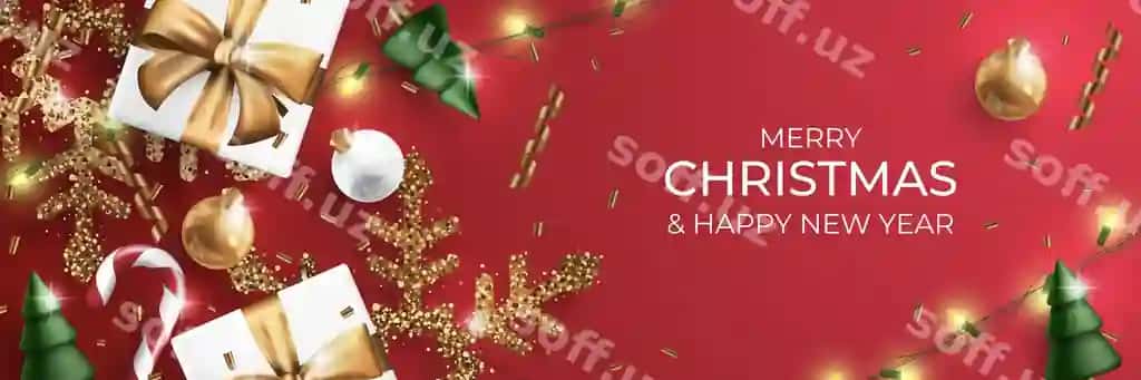 Baxromli yil vektor fon, Christmas elementlari bilan | Merry christmas vector background with christmas elements