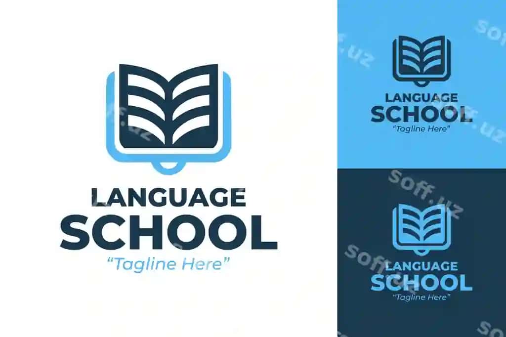Zamonaviy til maktabi logotiplari, raqamli bosma brending ehtiyojlari | Stylish language school logos digital print branding needs