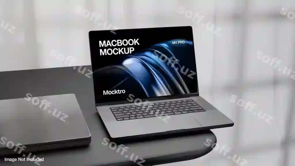Macbook pro maketi zamonaviy stol | Macbook pro mockup modern table