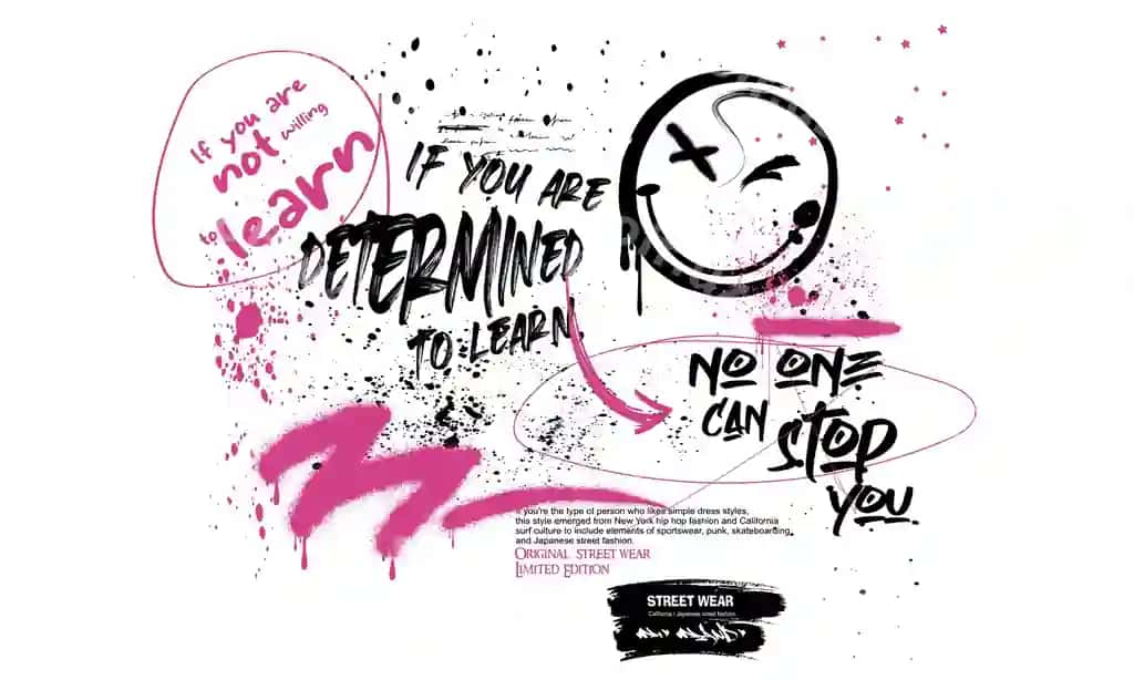 Futbolka grafik bosma vektor illustratsiyasi dizayni grafitfi slogan | T shirt graphics print vector illustration design graffiti slogan