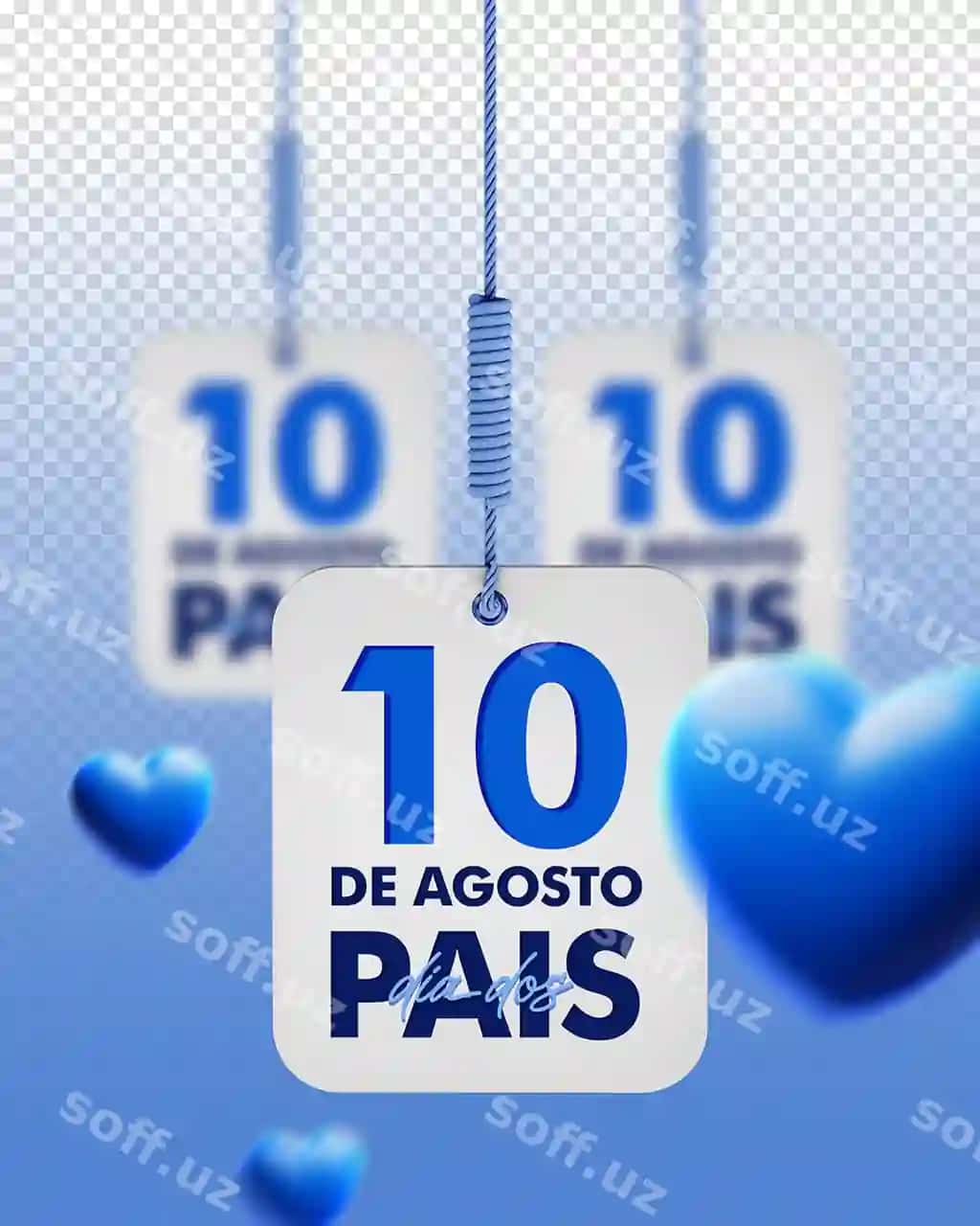Tahrirlanadigan psd baxtli otalar kuni kartasini nishonlash 10 avgust feliz | Editable psd happy fathers day card celebration august 10 feliz