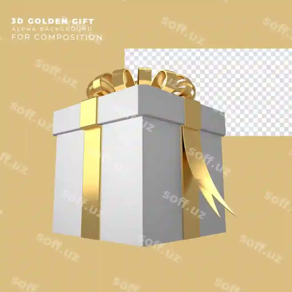 3d render oq qish bayrami sovg'a oltin qaychiq bilan | 3d render white christmas gift with gold ribbon