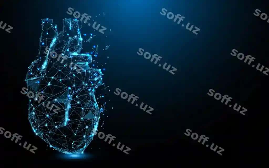 Abstrakt yurak ikonasi shakl chiziqlar particle ko'k rang | Abstract heart icon form lines particle blue color