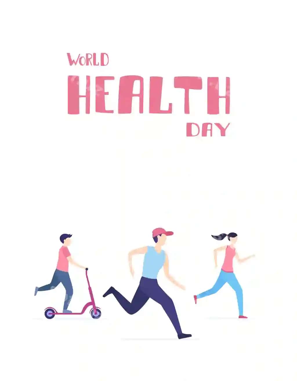 Odamlar Dunyo Sog'liq Kuni oq orqa fonda o'tkaziladi | People run world health day white background