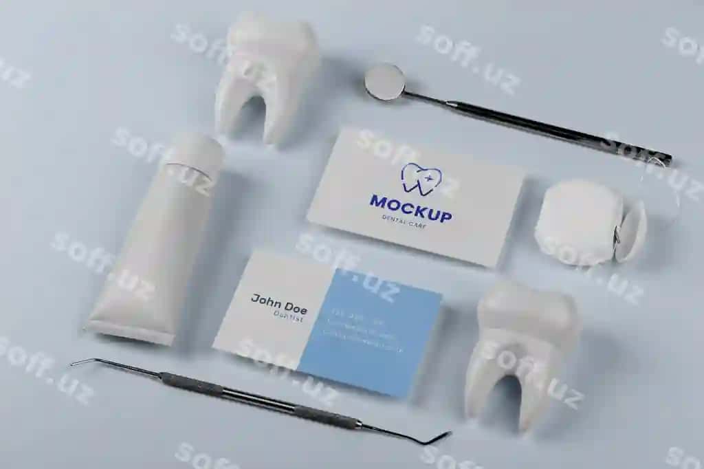 Namuna dizayn tish biznes kartasi | Mock up design dental business card