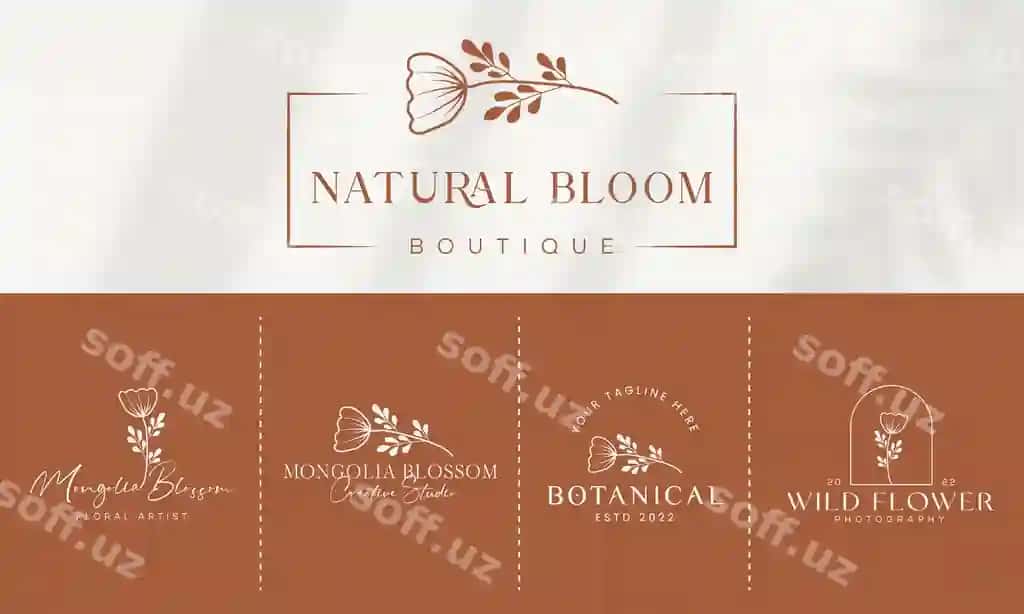 Qo'lda chizilgan gulli botanika logotipi go'zallik kolleksiyasi | Hand drawn floral botanical logo illustration collection beauty