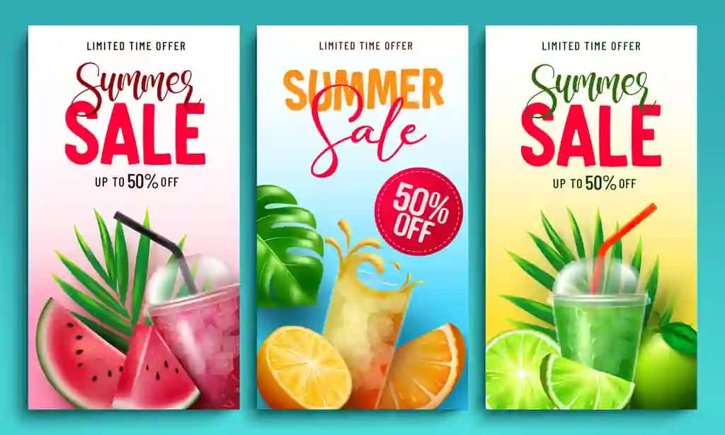 Yozgi sotuvlar vektor plakatlar to'plami yozgi savdo matni cheklangan vaqt taklifi | Summer sale vector poster set summer sale text limited time offer