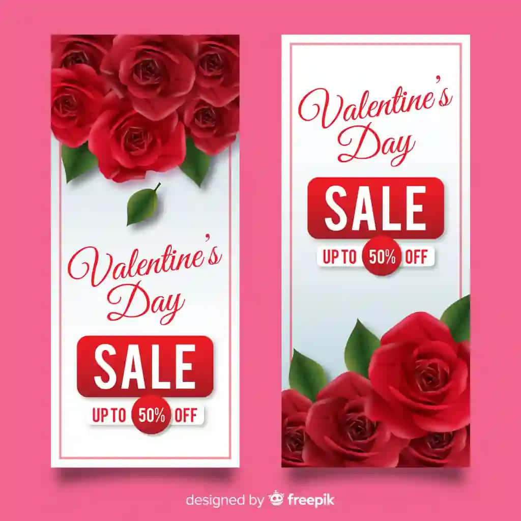 Haqiqiy Valentin kuni savdo bannerlari | Realistic valentine s day sale banners