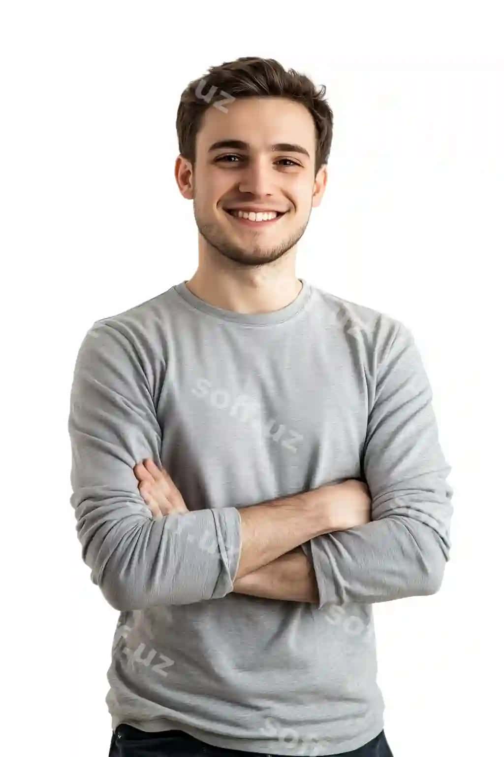 Yosh erkak guladigan oq fon ajraltirilgan oq fon generativ | Young man smiling white background isolated white background generative