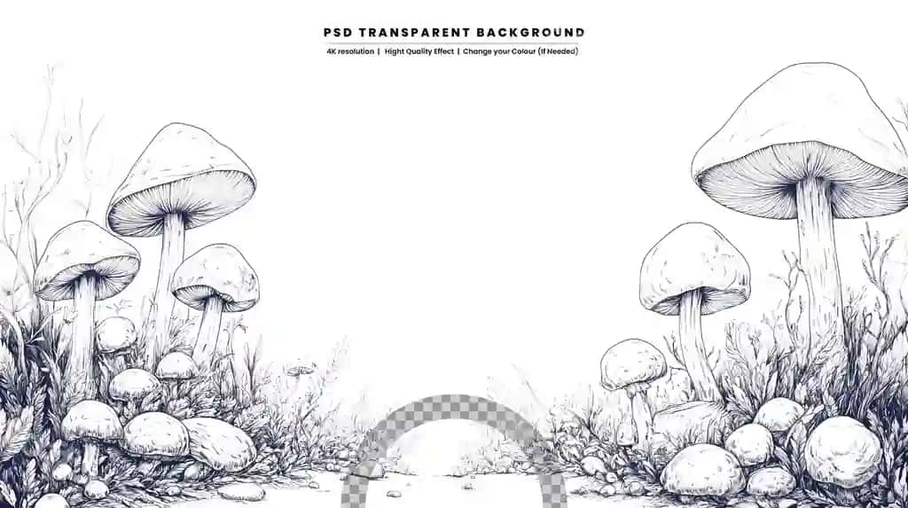 Vektor chaylak qo'l bilan chizilgan qoqonmolari illustratsiyasi | Vector ink hand drawn mushrooms illustration