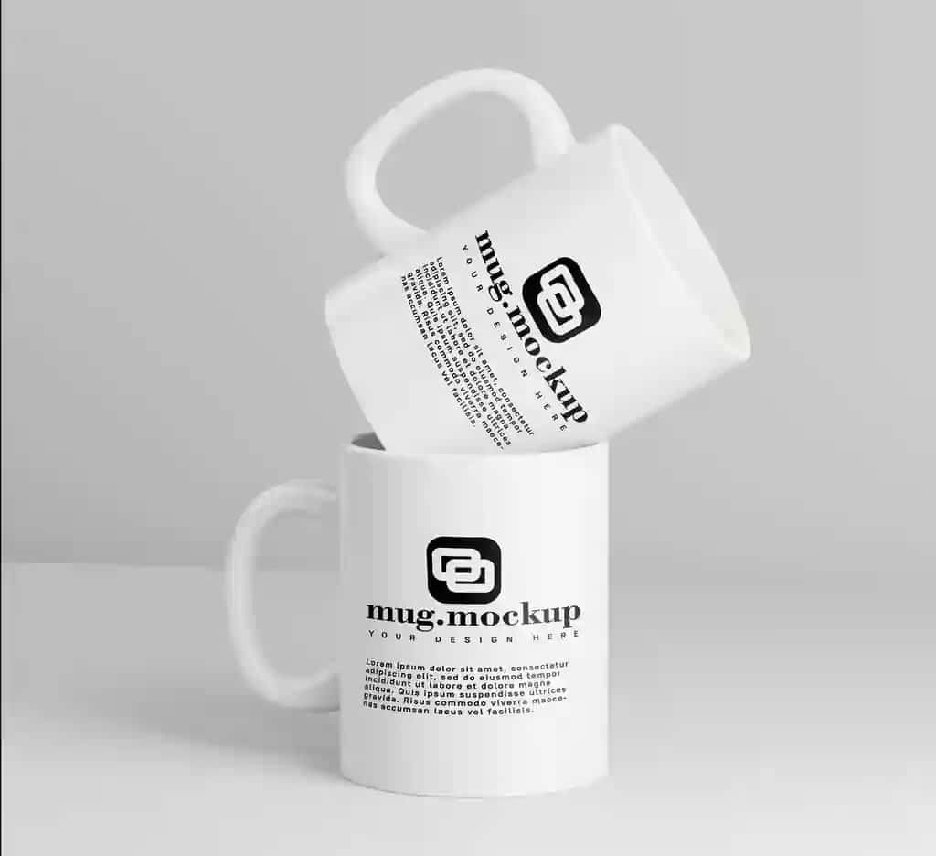 Ikkita krujka maketi bir-biriga yopishtirilgan | Two mugs mockup stacked up