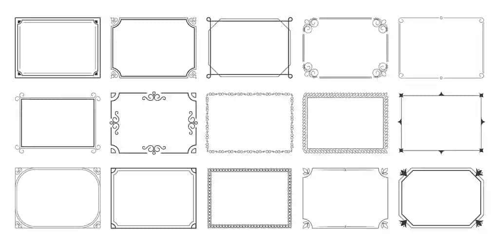 To'rtburchaklar kalligrafik ramkalar to'plami | Rectangular calligraphic frames set
