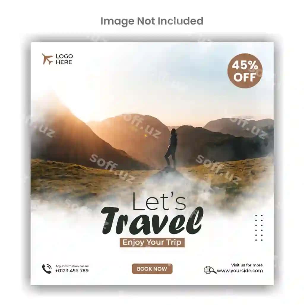 Sayohat safari uchun ijtimoiy media Instagram posti shabloni | Travel tour social media instagram post template