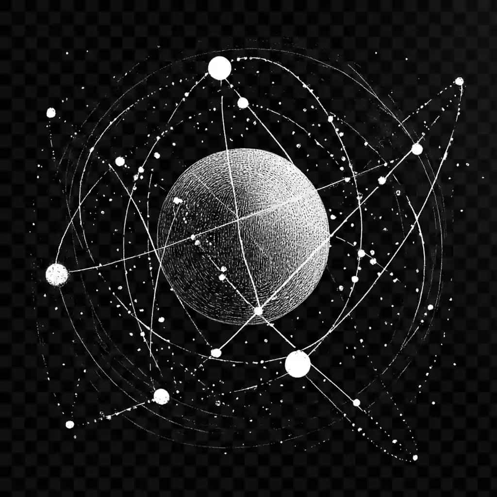 Mavhum dizayn shaffof fon tasvirlangan qora oq vektor tasvir | Black white vector image depicting abstract design transparent background