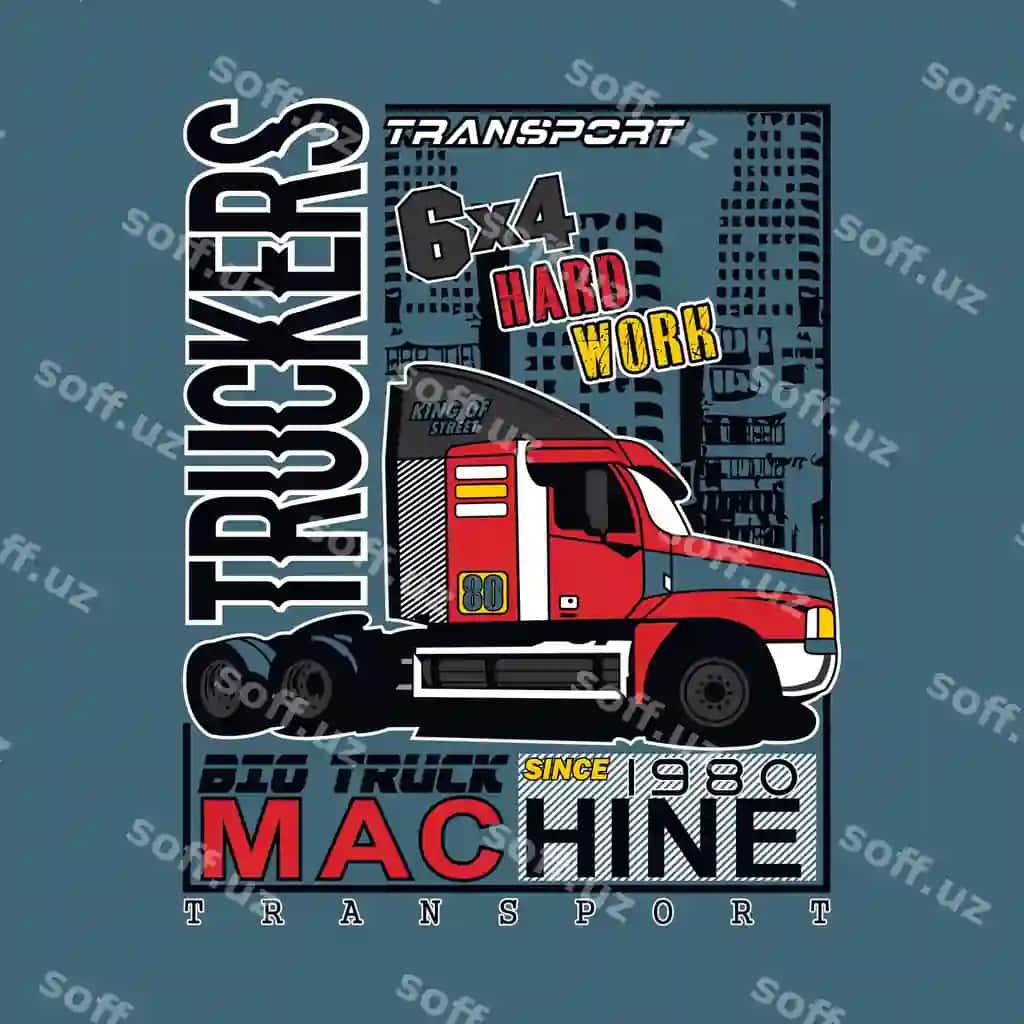 Katta yuk avtomobili illustratsiyasi yuk avtomobili transporti ogʻir ish vektor illustratsiyasi | Big truck illustration truck transportation heavy work vector illustration