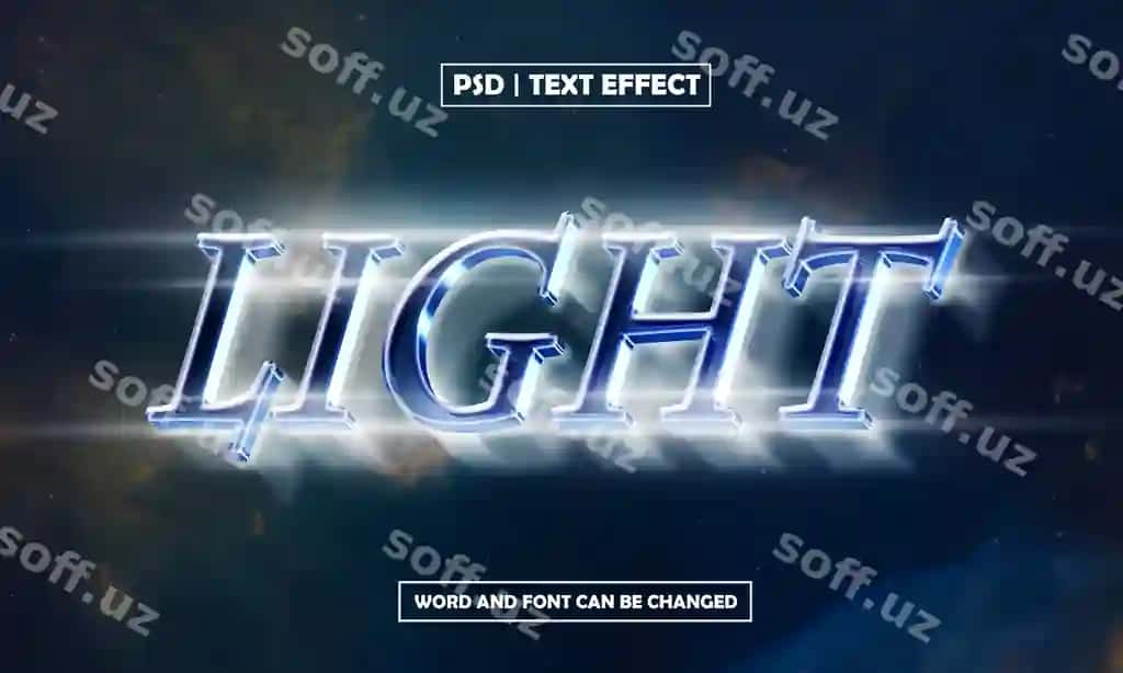 Yengil 3D tahrirlanadigan matn effekti | Light 3d editable text effect