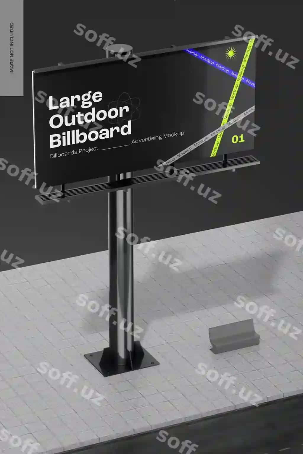 Katta ochiq reklama taxtasi maketining perspektivasi | Large outdoor billboard mockup perspective