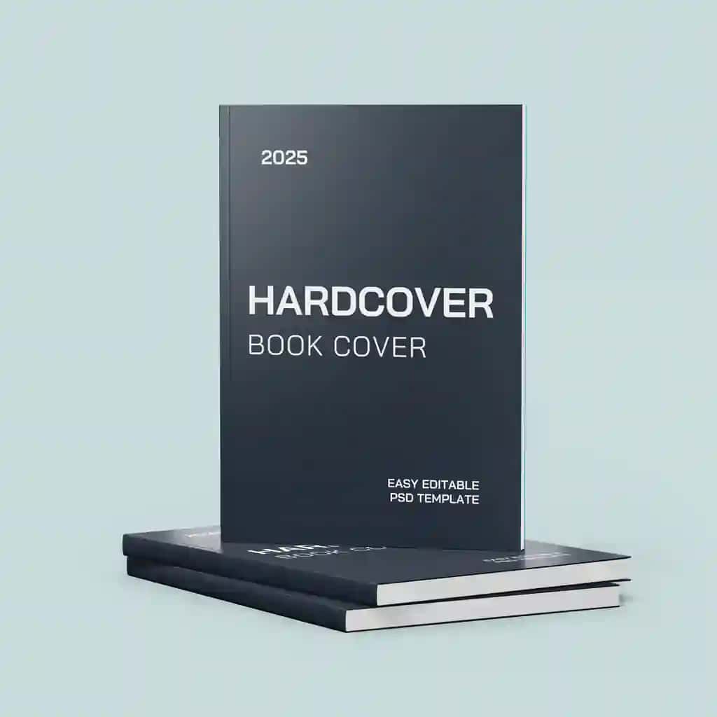 Qattiq muqovali kitob muqovasi maketi shabloni | Hardcover book cover mockup template