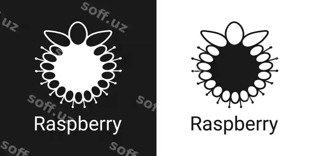Ikki Moras Moras logotipi qora-aqshiq fonda ko'rsatilgan | Two logos raspberry raspberry are shown black white background
