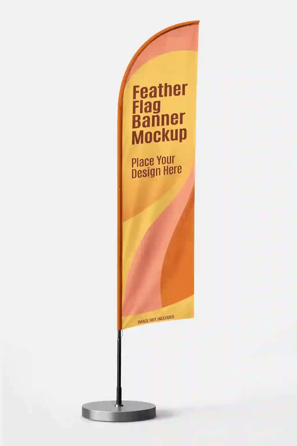 Oq fonda patli bayroq banner maketi | Feather flag banner mockup white background
