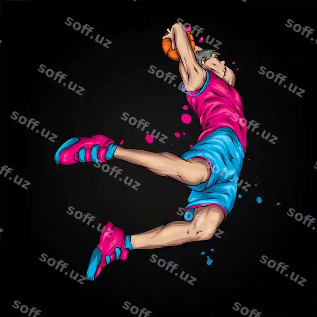 Basketbol o'yinchi basketbol to'pi bilan sakrab | Basketball player jumping with ball sport basketball