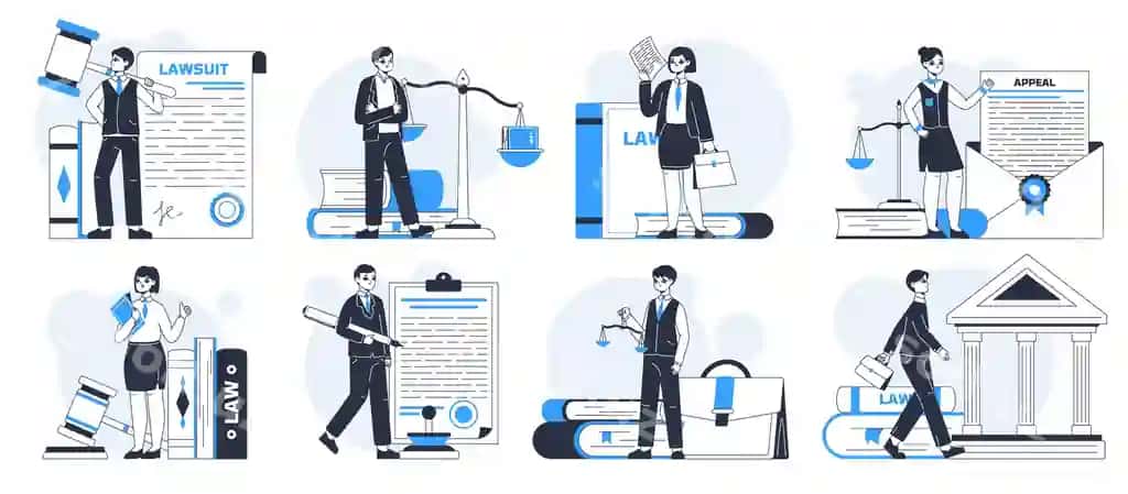 Advokatlar, yuridik mutaxassislar, yuridik ofis xodimlari, yuridik xizmat, professional advokat. | Lawyers characters law firm workers legal service professional lawyer