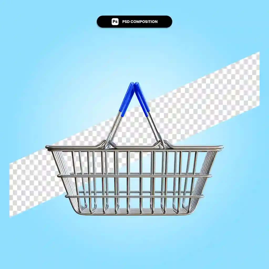 Xarid savati 3D render illyustratsiyasi izolyatsiya qilingan | Shopping basket 3d render illustration isolated
