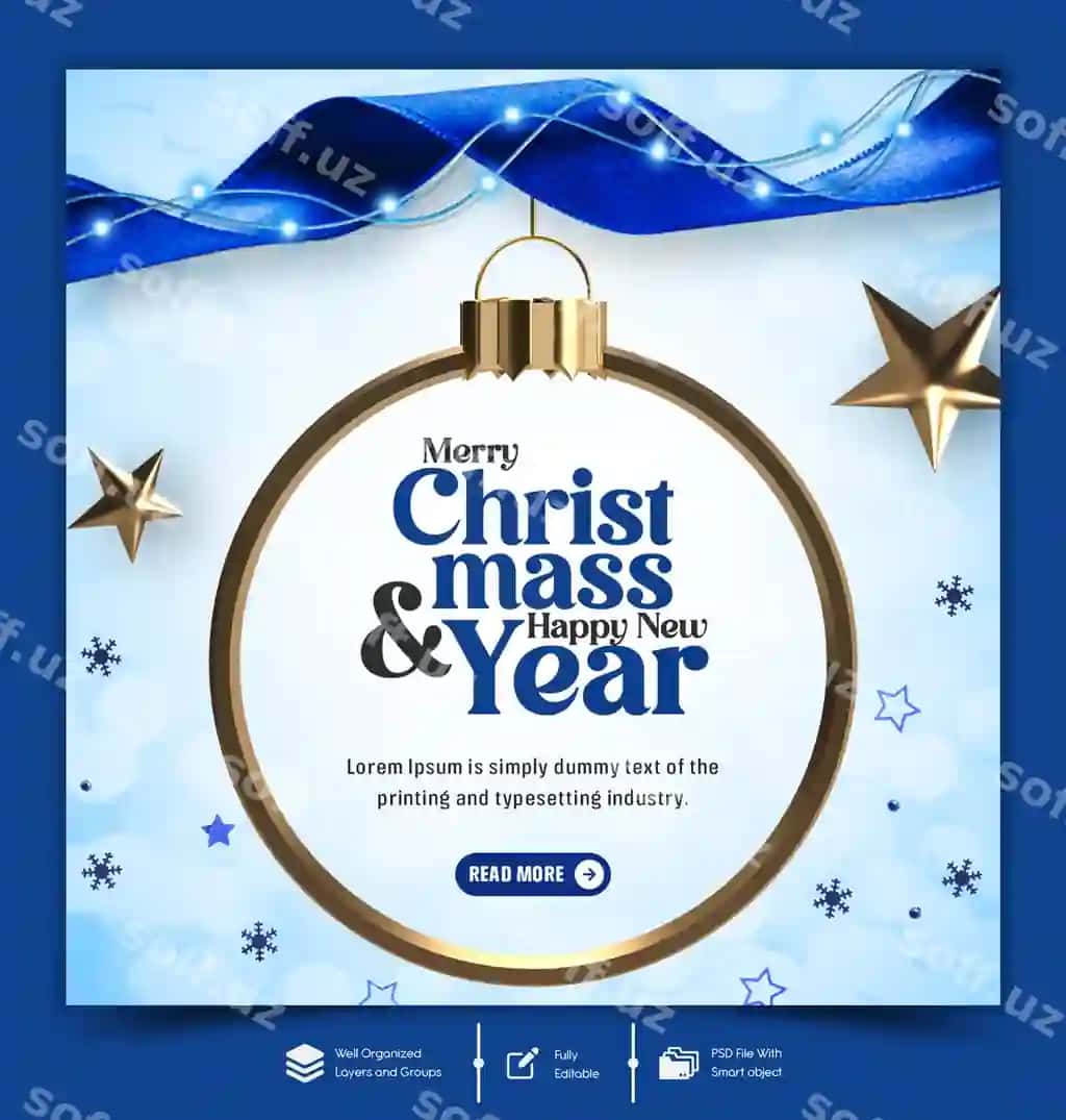 Rojdestvo muborak bo'lsin, Yangi yil 2024 muborak bo'lsin, bayram, ijtimaaviy tarmoq xabari | Merry christmas happy new year 2024 celebration social media post