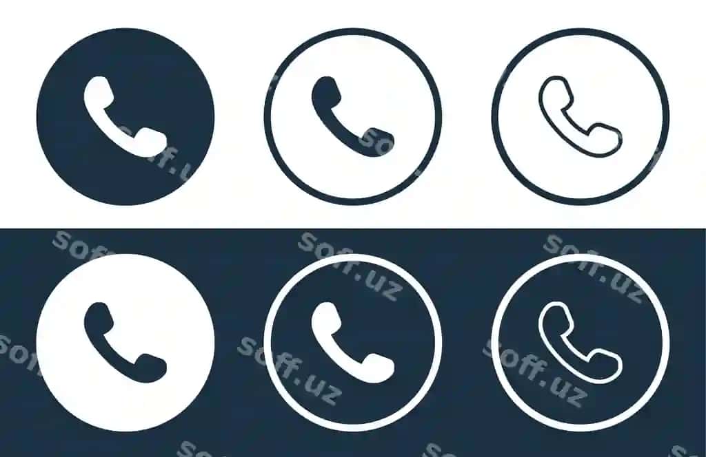 Telefon ikonkalari to'plami ajraltirilgan flat outline uslubidagi vektor illustratsiyasi | Set phone icons isolated flat outline style vector illustration