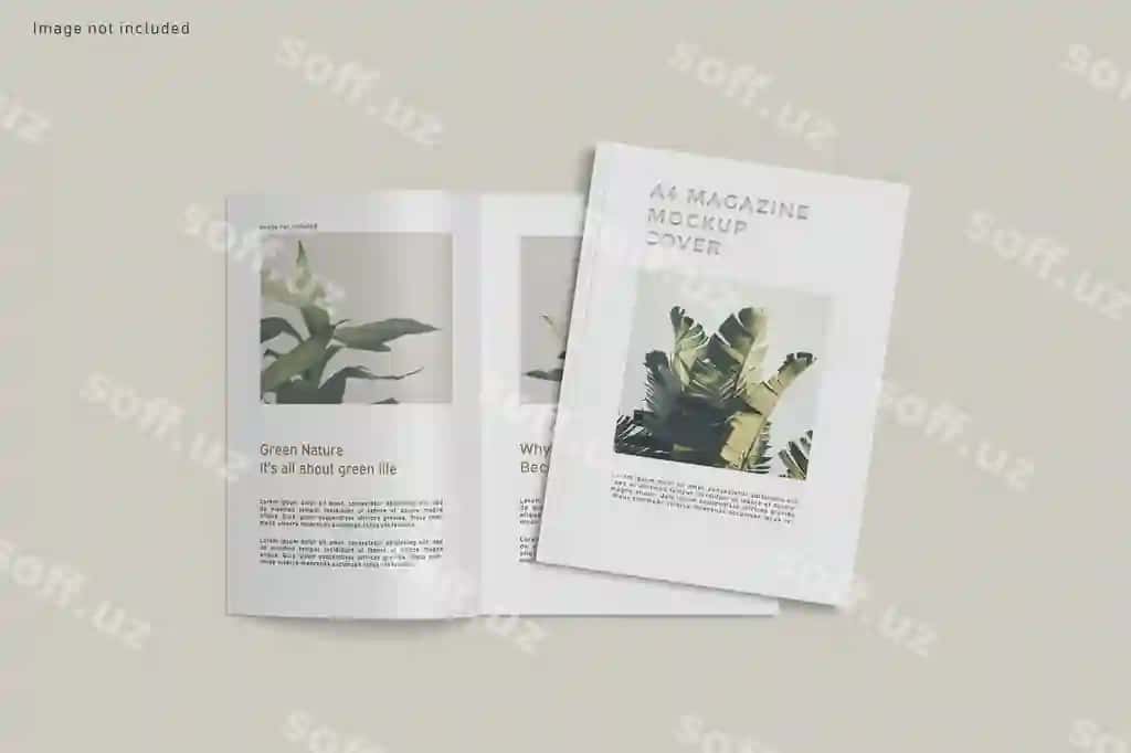 Yaqin rasm magazin varaqi namuna ajraltirilgan | Close up magazine cover mockup isolated