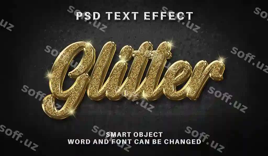 Yaltiroq oltin rangli matn effekti shabloni | Glitter gold text effect template