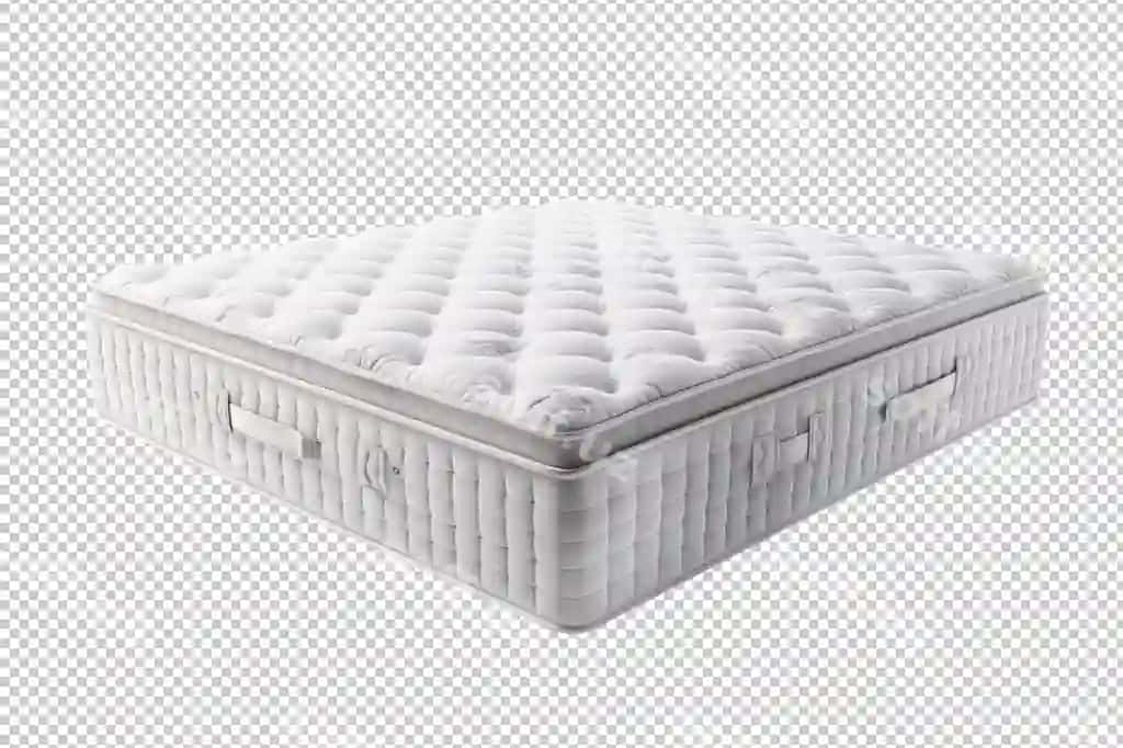 Go'zal qalin yumshoq oq matras aniq oq orqa fonda | Beautiful thick soft white mattress isolated clear white background