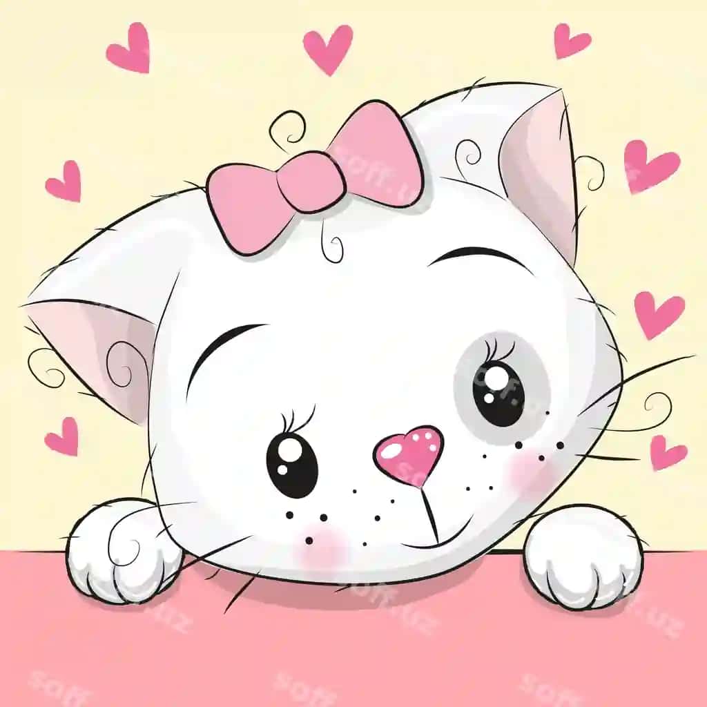 Yurakchalar bilan chiroyli kartun bola‑mushikasi | Cute cartoon kitten with hearts