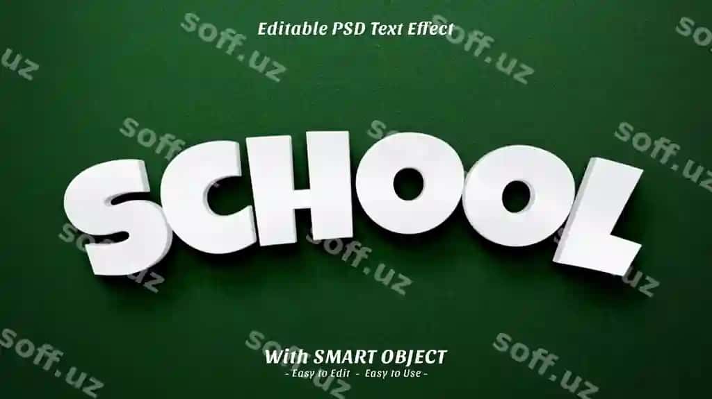 Ijodiy maktab matn uslubi effekti | Creative school text style effect