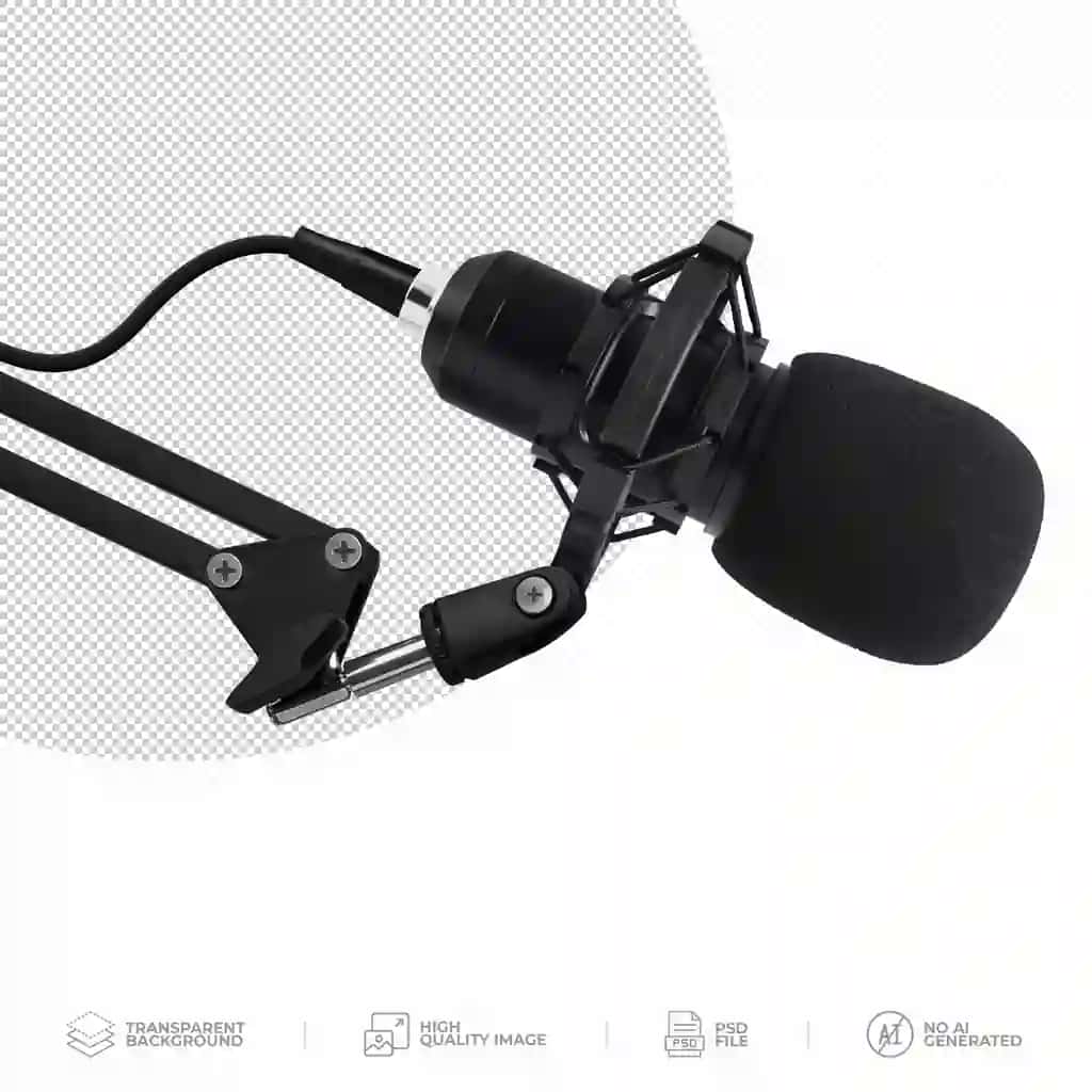 Shaffof old oyna filtri bilan professional studiya mikrofon | Professional studio microphone with windscreen filter transparent