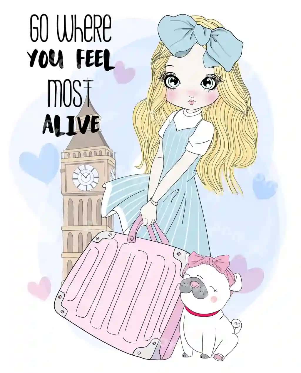 Qo'l yozilgan Londondagi chiroyli qiz sahnasi | Hand drawn cute girl london scene