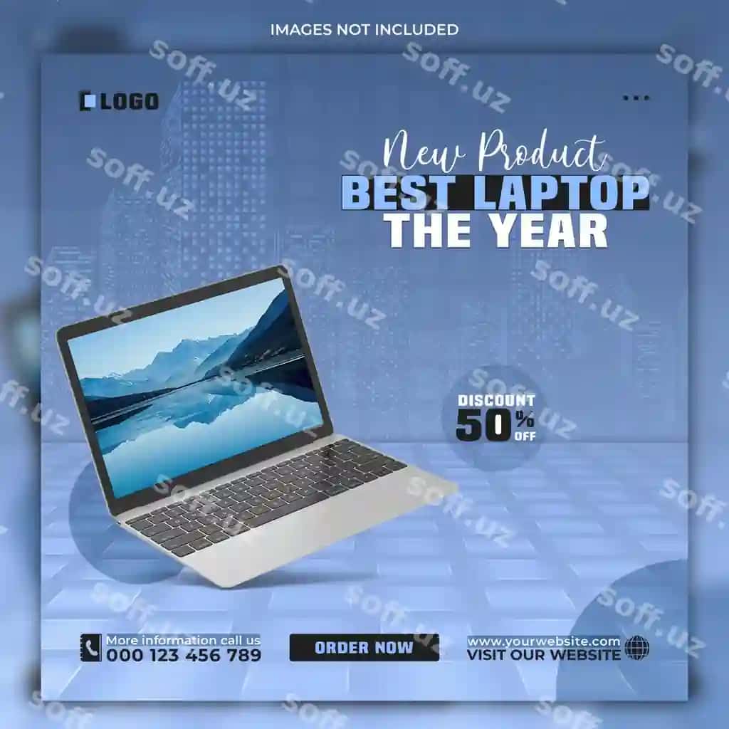 Post noutbuk kompyuter sotuv elektron agentlik ijtimoiy tarmoqlar veb baner | Post laptop computer sale electronic agency social media web banner