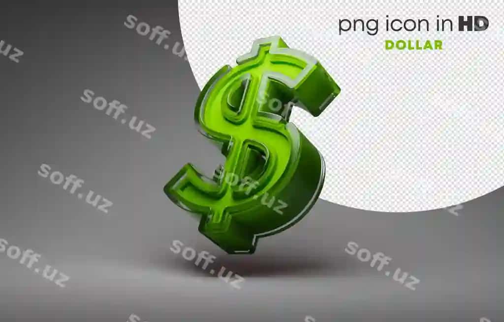 Shaffof fon bilan 3D piktogramma yuqorida qolgan | 3d icon with transparent background dollar left up