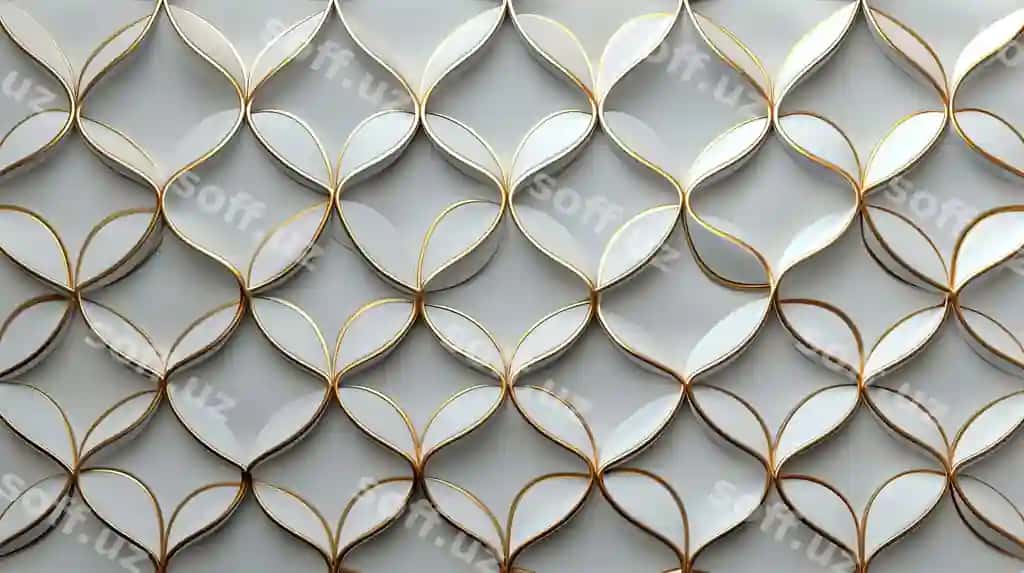 Oq oltin 3D egri naqsh | White gold 3d curved pattern