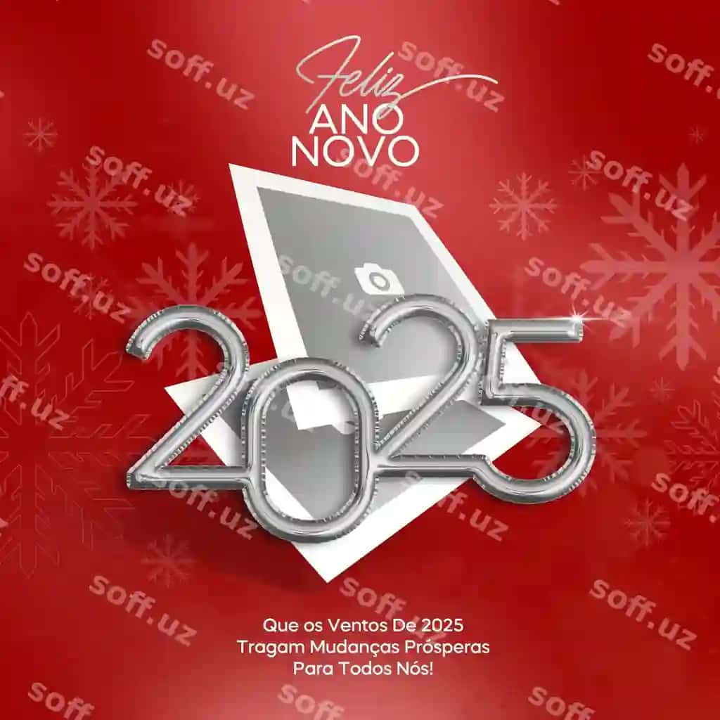 Qizil poster oq uchburchak va qizil fon qor baqlaslari bilan | Red poster with white triangle red background with snowflakes