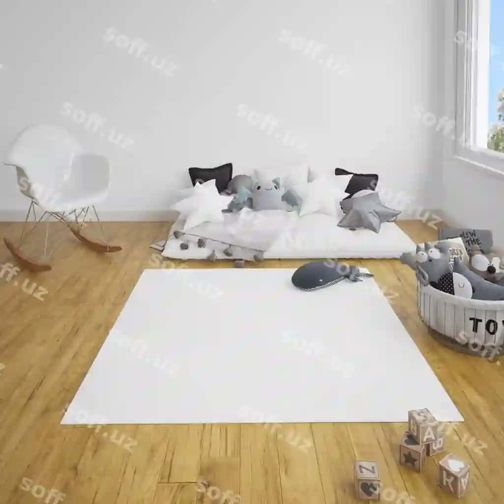 Bolalar xonasi divan, gilam, yog'ochli qavat bilan | Children s room with sofa carpet wooden floor