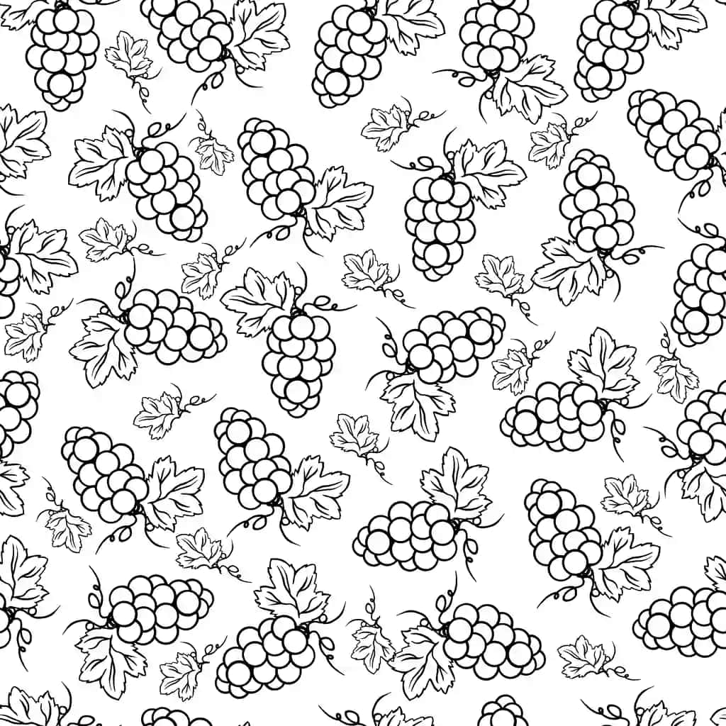 Uzum qo'lda chizilgan doodle eskizi izolyatsiya qilingan oq fonda muammosiz | Grapes hand drawn doodle sketch isolated white background seamless