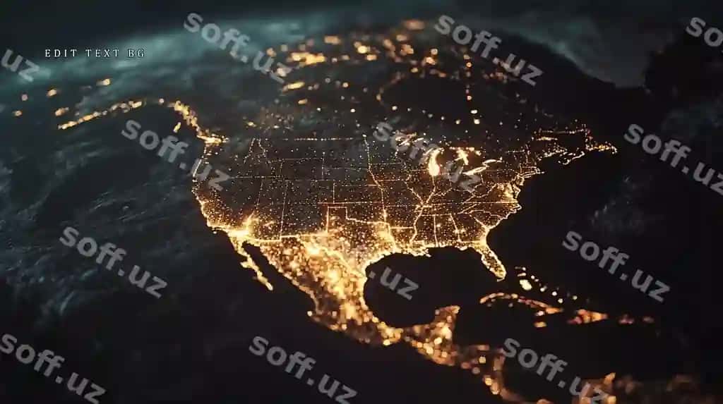 Shimoliy Amerikaning tungi ko'rinishi shahar chiroqlari bilan yoritilgan | Night view north america illuminated with city lights showcasing