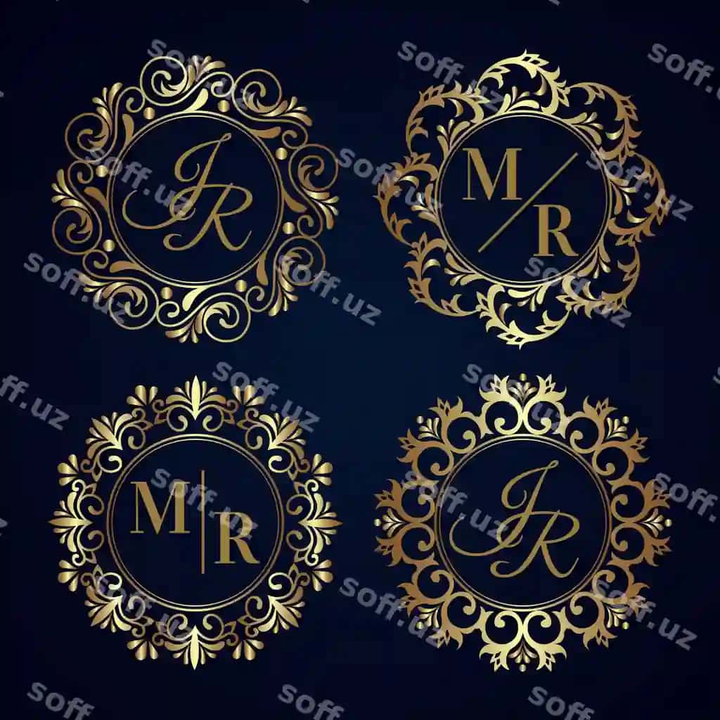 Elegant turmali monogramma to'plam dizayni | Elegant wedding monogram collection design