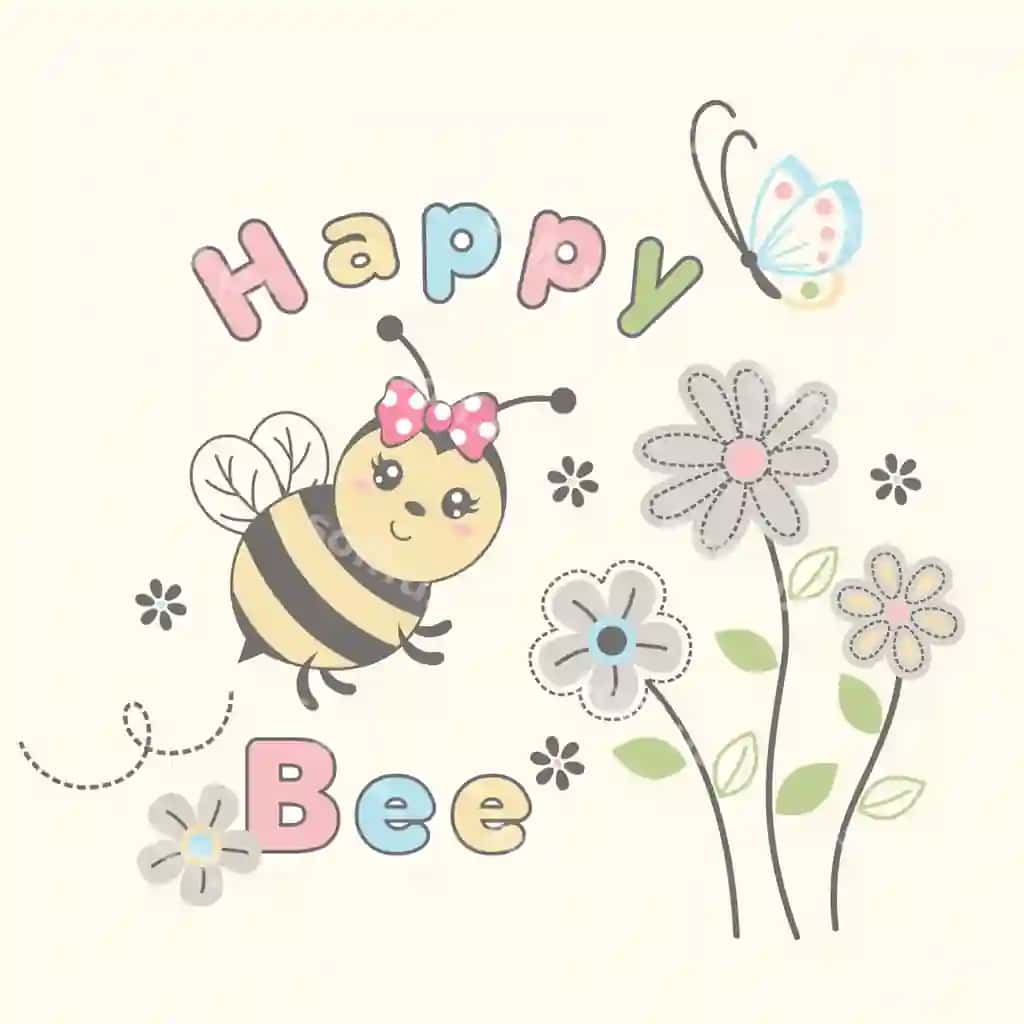 Chiroyli asal chiroyli shirin vektor karykatura illustratsiyasi | Cute bee cute honey vector cartoon illustration