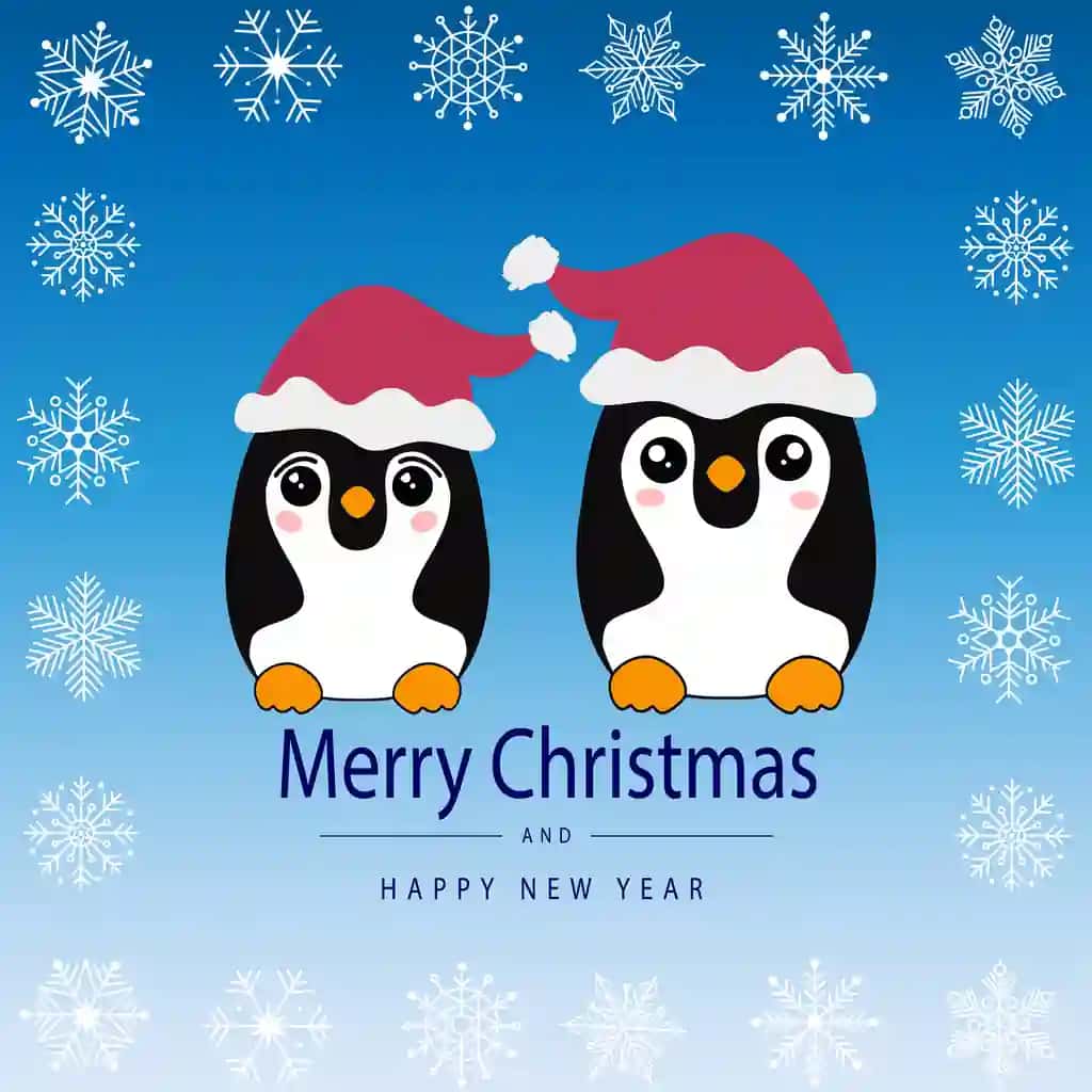 Chiroyli Rojdestvo kartasi yoqimli pingvinlar uslubidagi Kawaii | Beautiful christmas card cute penguins style kawaii