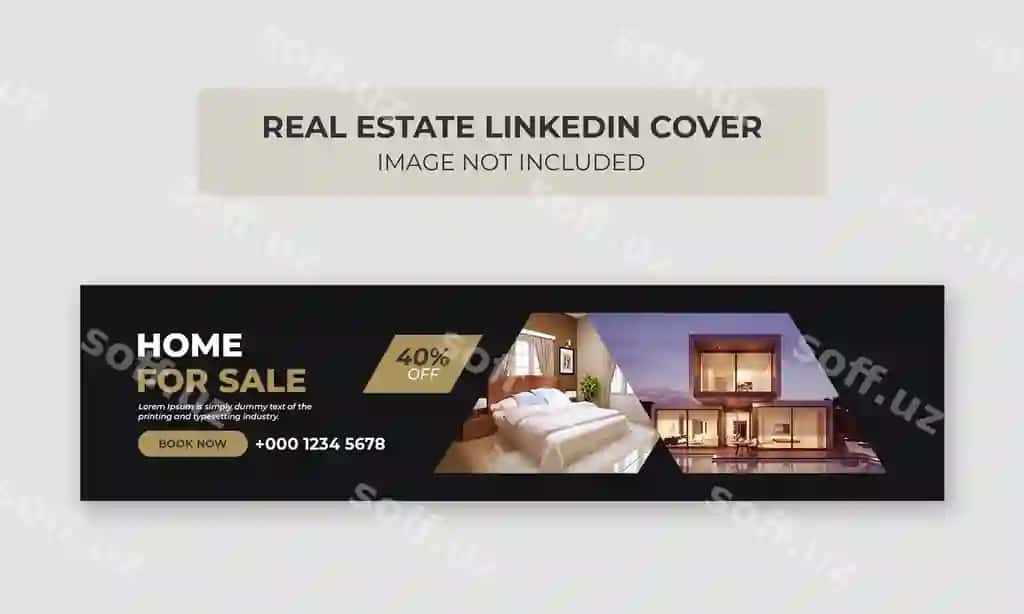 Ko'chmas mulk linkedin muqovasi fotosurati shablonining uy veb-banneri | Real estate linkedin cover photo template home web banner