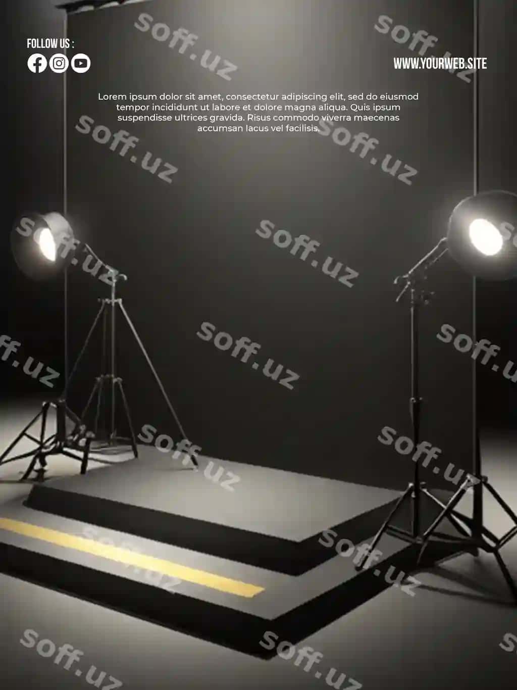 Qora orqa fon yorqin studiya pulti | Black background light studio podium